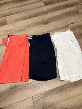 Men's Coral, Navy & White Cotton Shorts - Classic Summer Styles